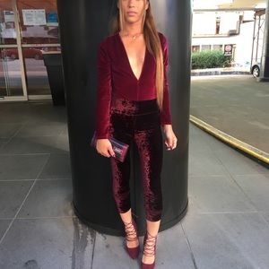 Velvet violet low cut bodysuit